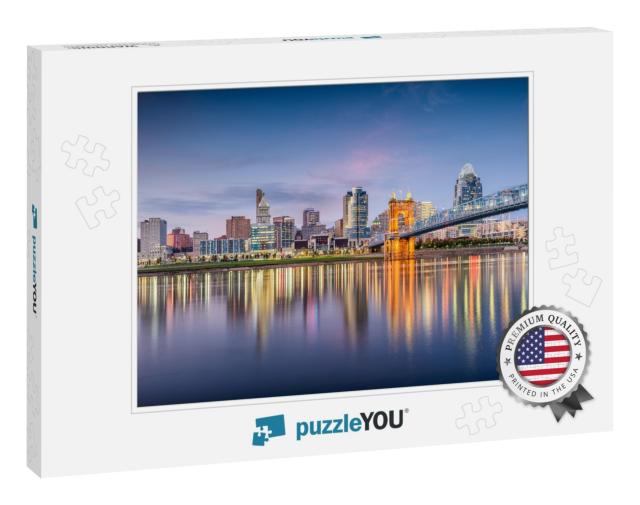 Cincinnati, Ohio, USA Skyline on the River At Dusk... Jigsaw Puzzle