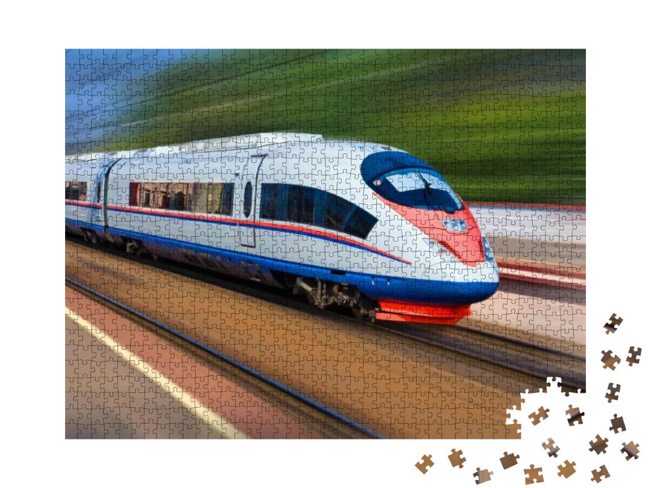 Beautiful Photo of High Speed Modern Commuter Train, Moti... Jigsaw Puzzle with 1000 pieces