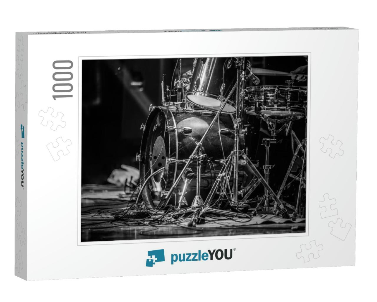 Part of a Drum Kit for a Concert Black & White... Jigsaw Puzzle with 1000 pieces