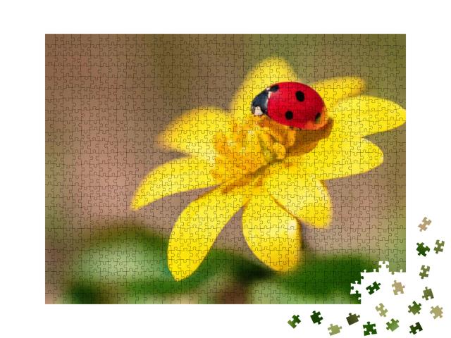 Chamomile & Yellow Flowers with Ladybug... Jigsaw Puzzle with 1000 pieces