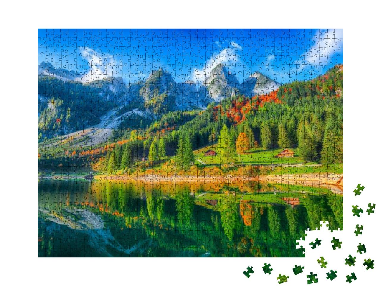 Beautiful View of Idyllic Colorful Autumn Scenery with Da... Jigsaw Puzzle with 1000 pieces