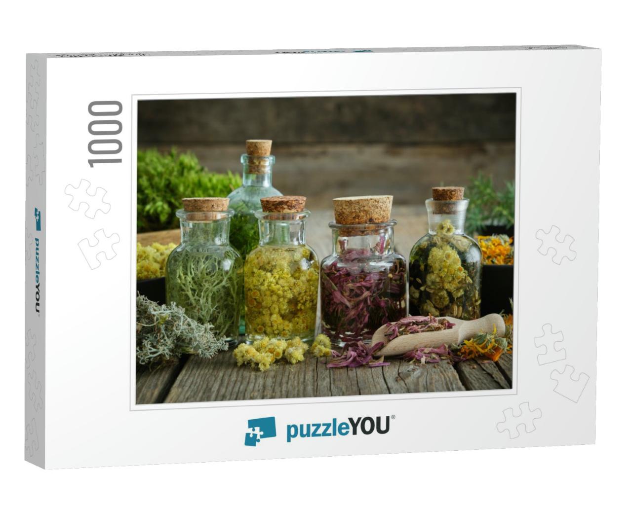 Bottles of Tincture or Infusion of Healthy Medicinal Herb... Jigsaw Puzzle with 1000 pieces