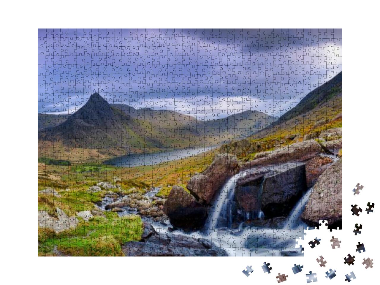Llyn Ogwen, Wales - April 30, 2019 Tryfan in Spring Eveni... Jigsaw Puzzle with 1000 pieces