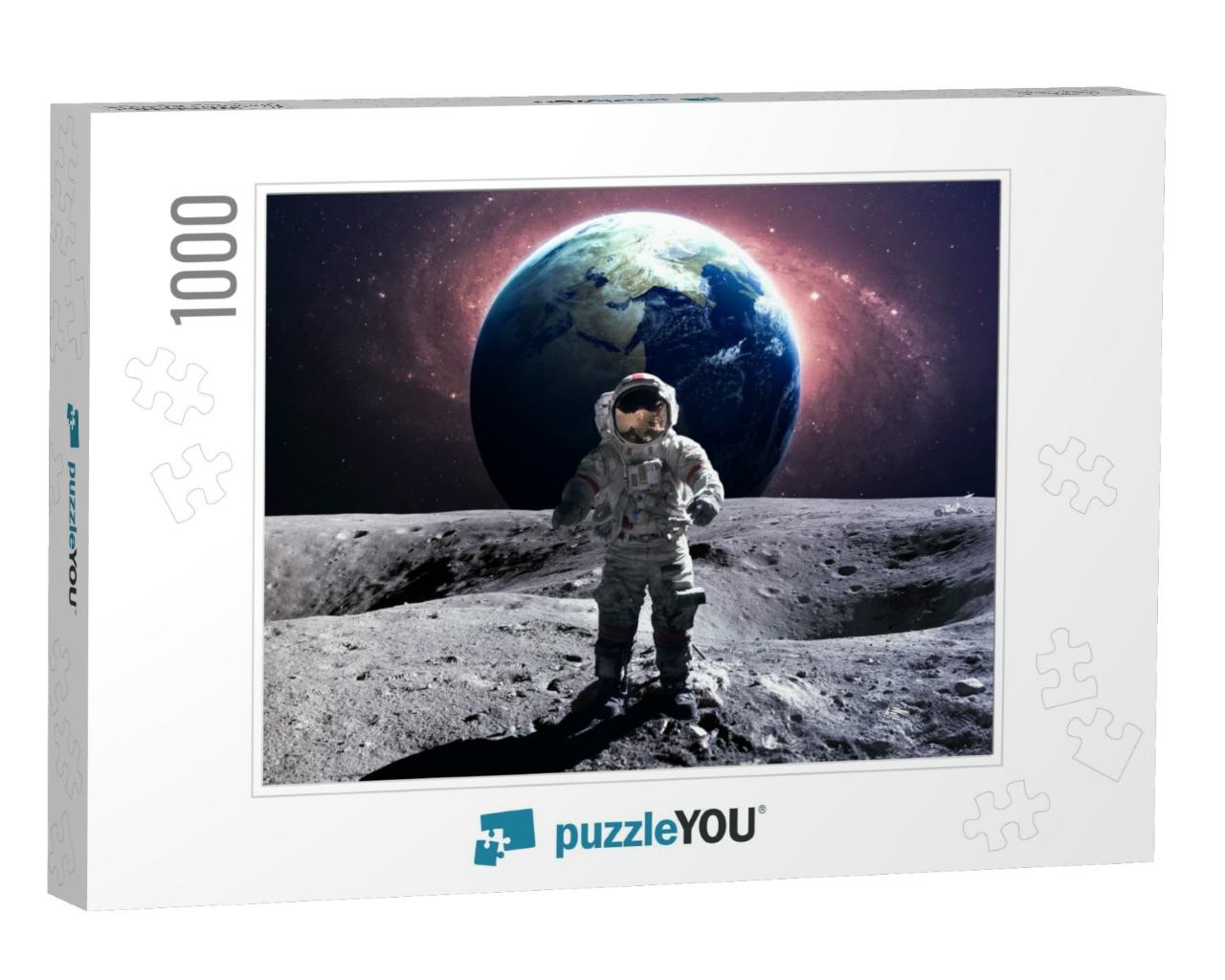 Brave Astronaut At the Spacewalk on the Moon. This Image... Jigsaw Puzzle with 1000 pieces