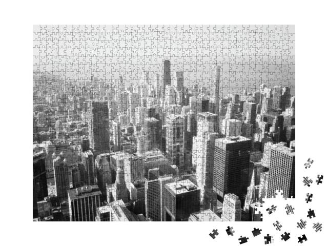 Chicago Skyline & Lake Michigan. an Overhead View of the... Jigsaw Puzzle with 1000 pieces