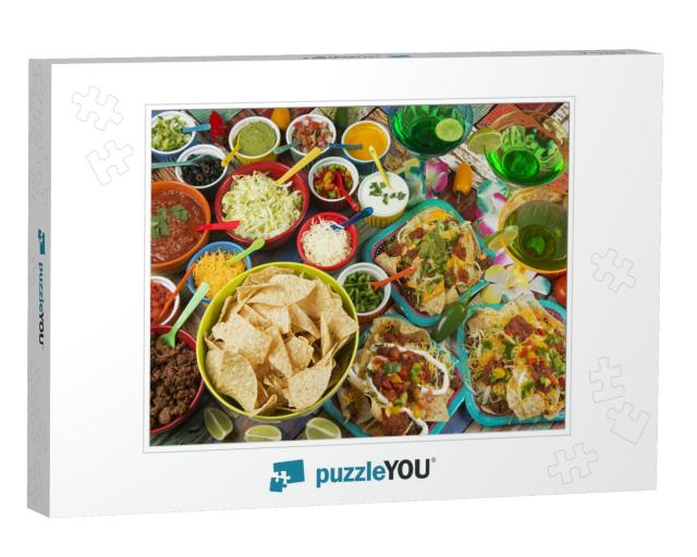 Mexican Food Nacho Buffet Photo Collage Jigsaw Puzzle