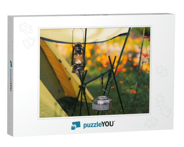 Hurricane Lamp Hang for Lighting to Camping Tent Area in... Jigsaw Puzzle