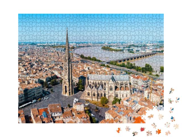 Bordeaux Aerial Panoramic View. Bordeaux is a Port City o... Jigsaw Puzzle with 1000 pieces