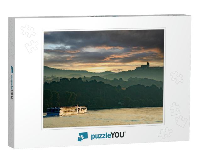 A River Cruise Boat on the Danube River At Sunset, in the... Jigsaw Puzzle