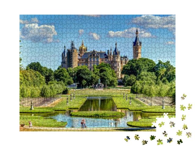 Exterior of Schwerin Castle in Germany Against a Clear Bl... Jigsaw Puzzle with 1000 pieces