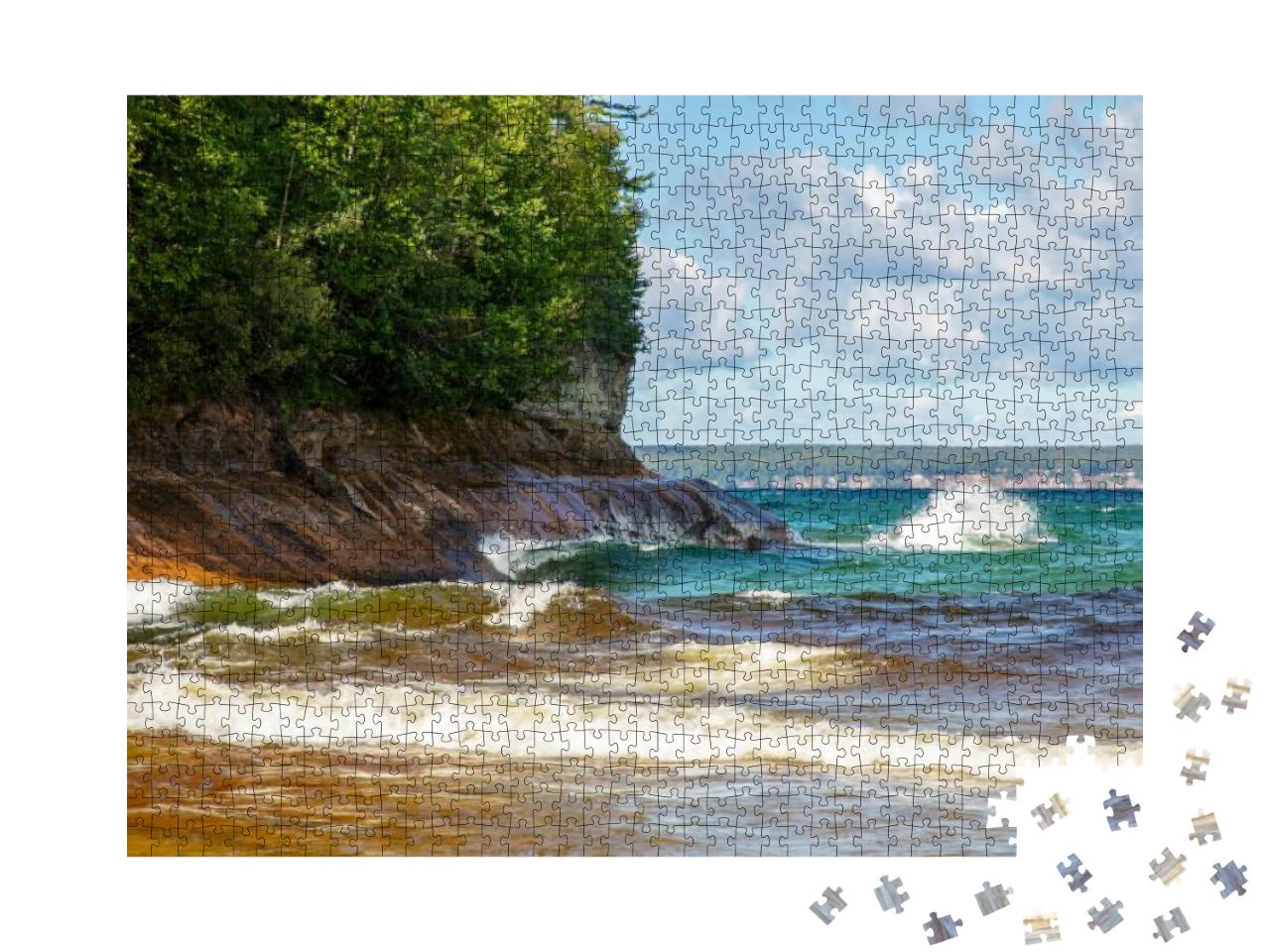 Upper Michigan Lake Superior Showing Beautiful Pictured Rock... Jigsaw Puzzle with 1000 pieces
