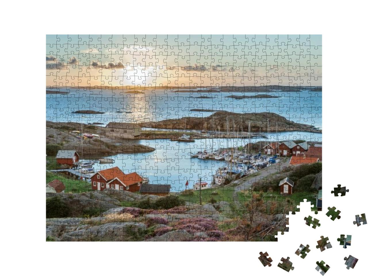 Fishing Harbor of Swedish Skerry Island of Ramsoe, Wester... Jigsaw Puzzle with 500 pieces