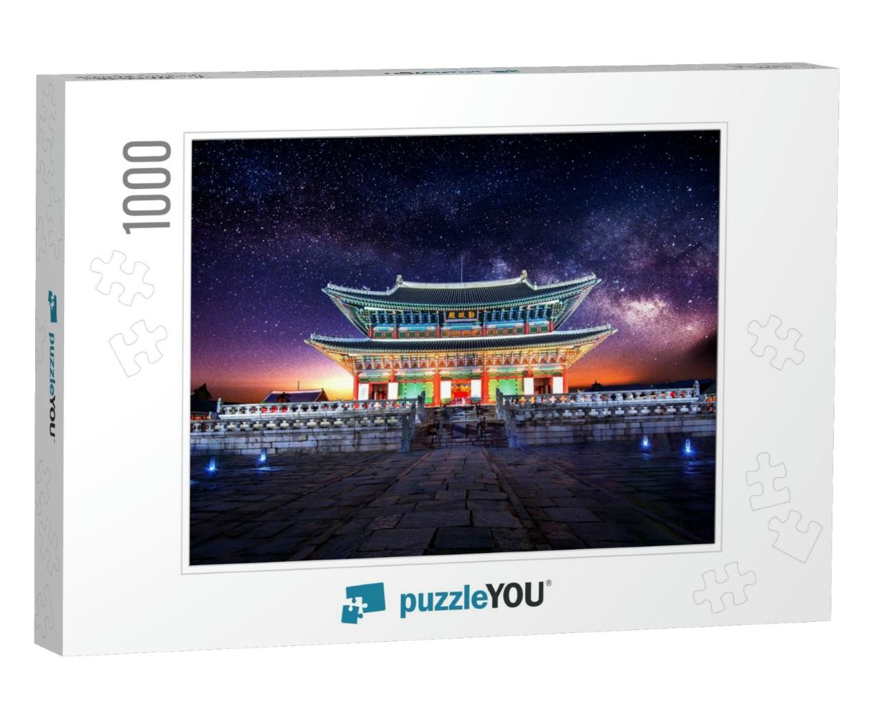 Gyeongbokgung Palace & Milky Way Galaxy in Seoul, South K... Jigsaw Puzzle with 1000 pieces