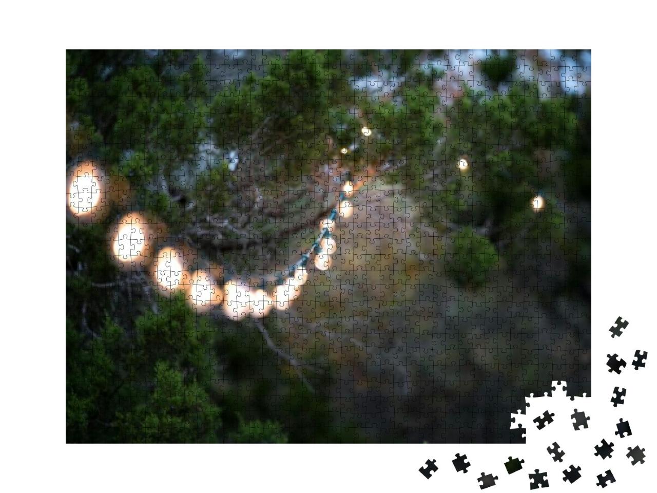 Decorative Outdoor Clear Lights Strung in Trees Going Out... Jigsaw Puzzle with 1000 pieces