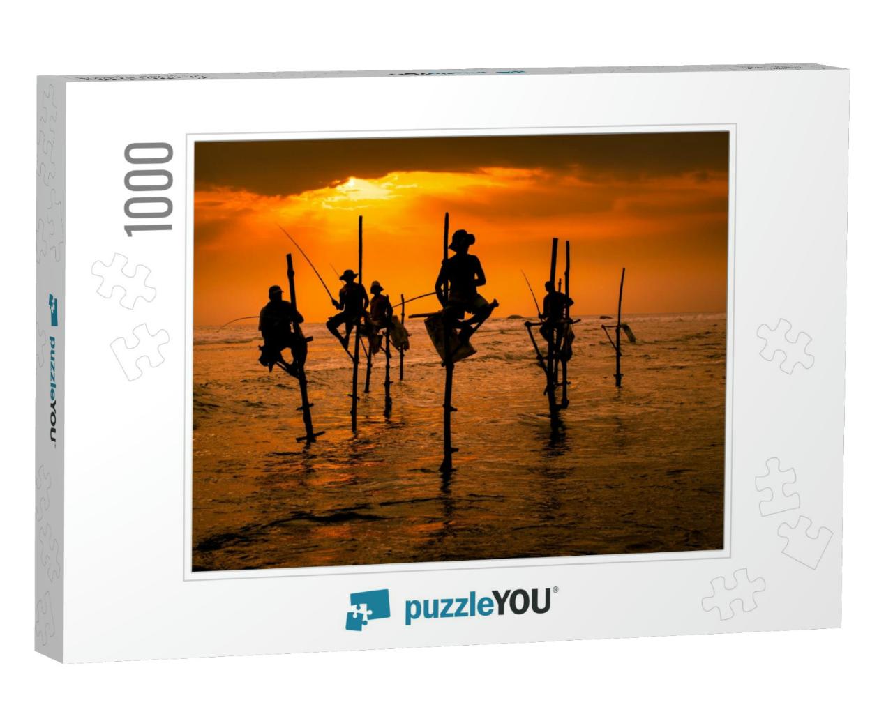 Silhouettes of the Traditional Fishermen At the Sunset in... Jigsaw Puzzle with 1000 pieces