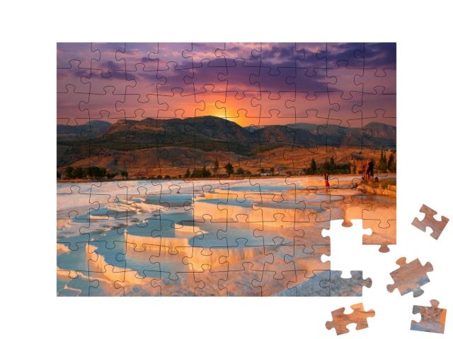 Beautiful Sunrise & Natural Travertine Pools & Terraces i... Jigsaw Puzzle with 100 pieces