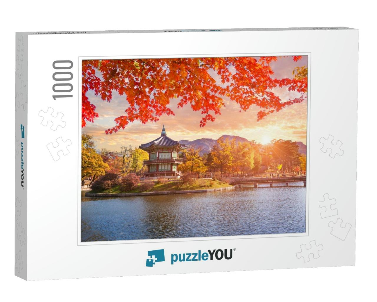Maple Trees with a Lake At Gyeongbokgung Palace, Seoul, S... Jigsaw Puzzle with 1000 pieces