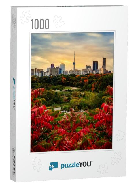 Toronto City Skyline in Fall - Beautiful Sunset Scene of... Jigsaw Puzzle with 1000 pieces