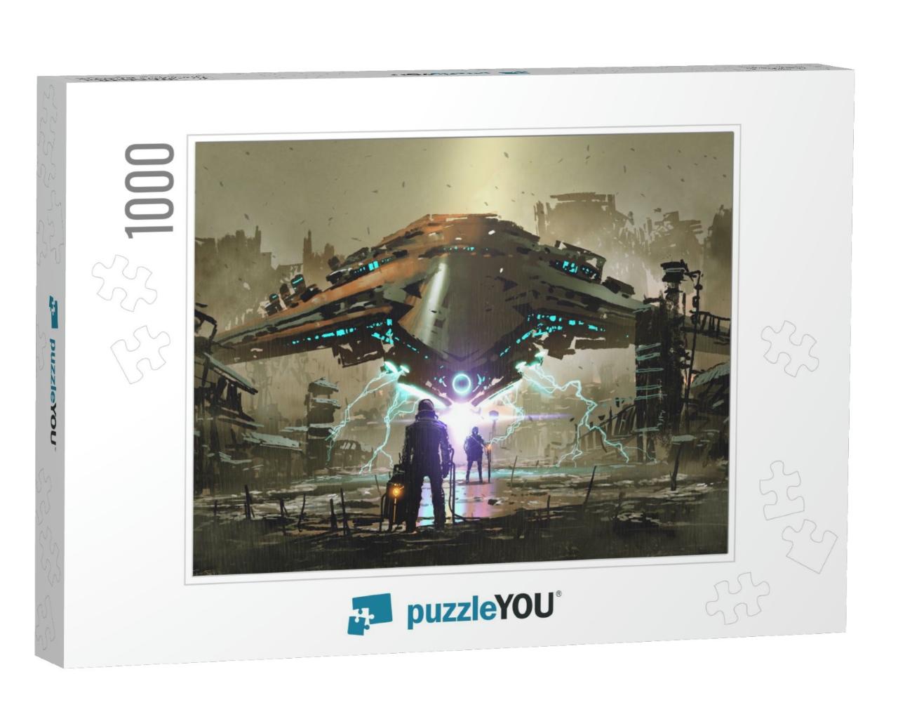 The Encounter Between Two Futuristic Humans with the Spac... Jigsaw Puzzle with 1000 pieces