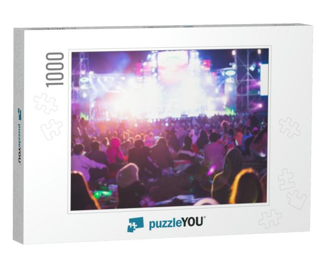 Blurred Image People Enjoying Watching Concert an Outdoor... Jigsaw Puzzle with 1000 pieces