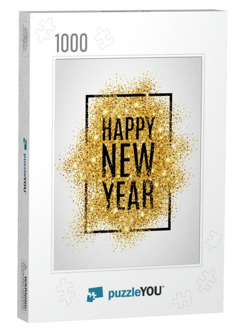 Happy New Year. Gold Glitter 2017. Golden Background... Jigsaw Puzzle with 1000 pieces