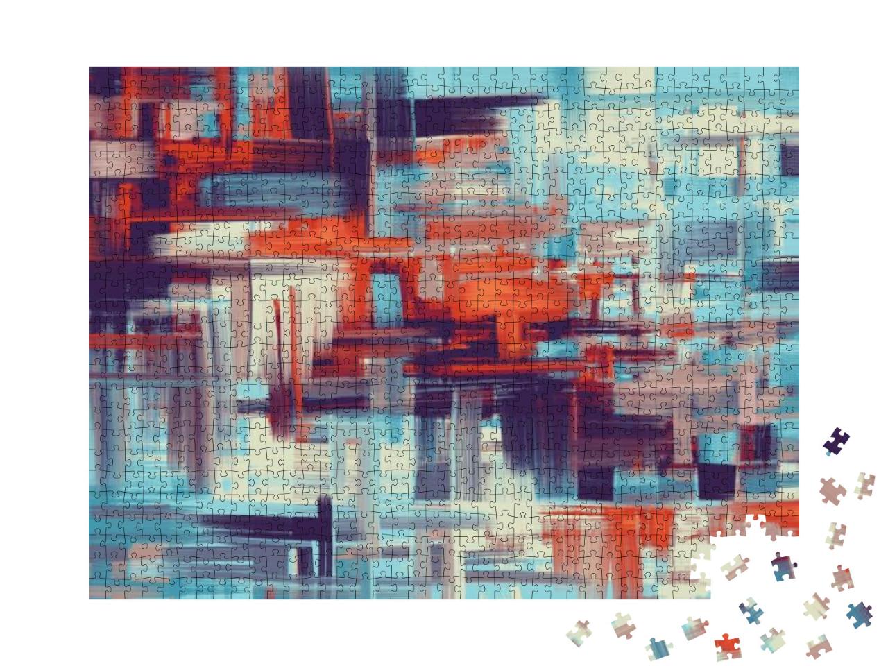 Colorful Abstract Dirty Art Painting. Bright Modern Artwo... Jigsaw Puzzle with 1000 pieces