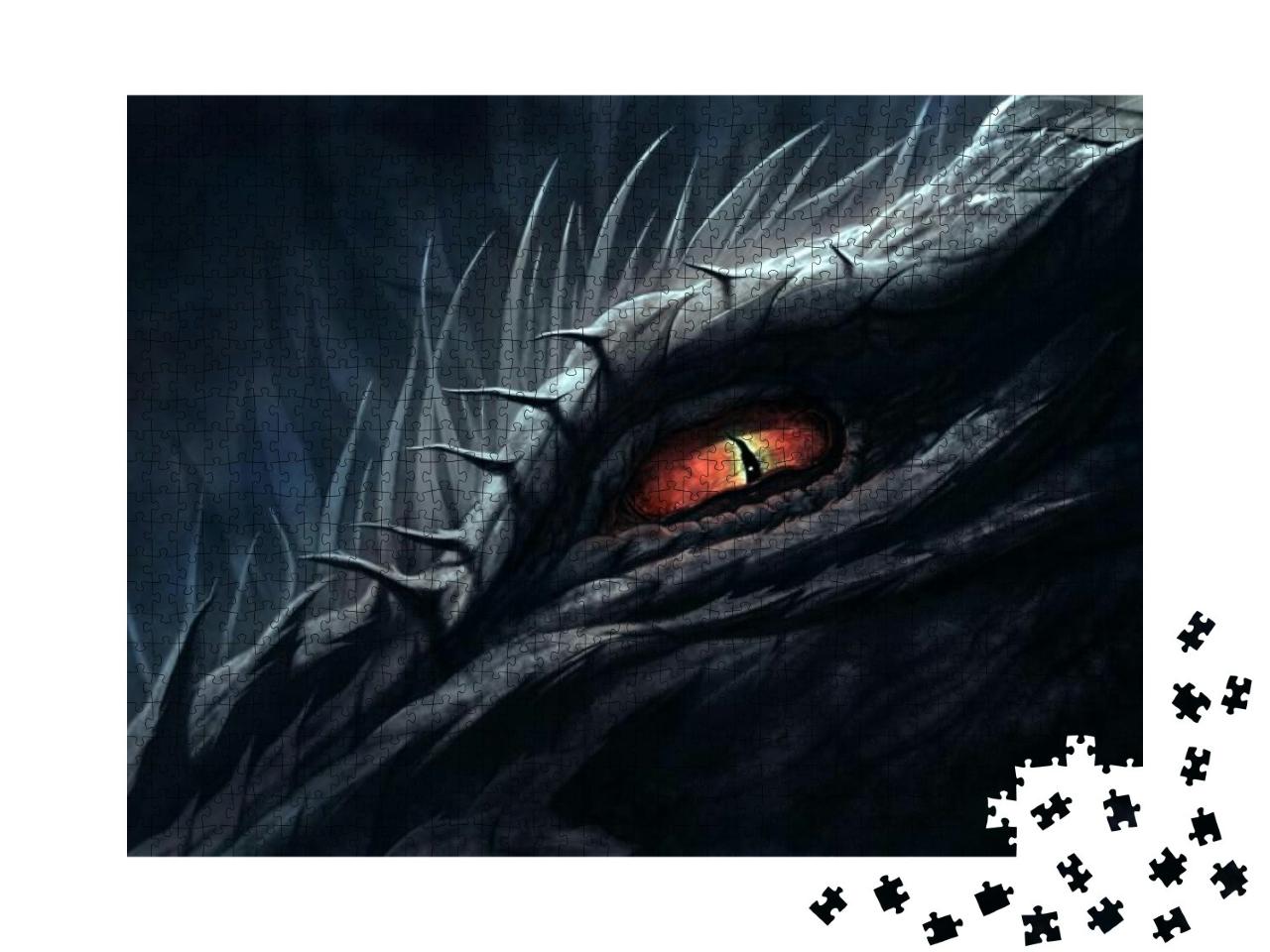 Red Eye of Dragon. Digital Painting... Jigsaw Puzzle with 1000 pieces