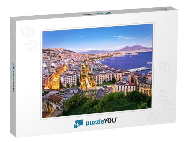 Panoramic Scenic View of Naples At Night, Campania, Italy... Jigsaw Puzzle