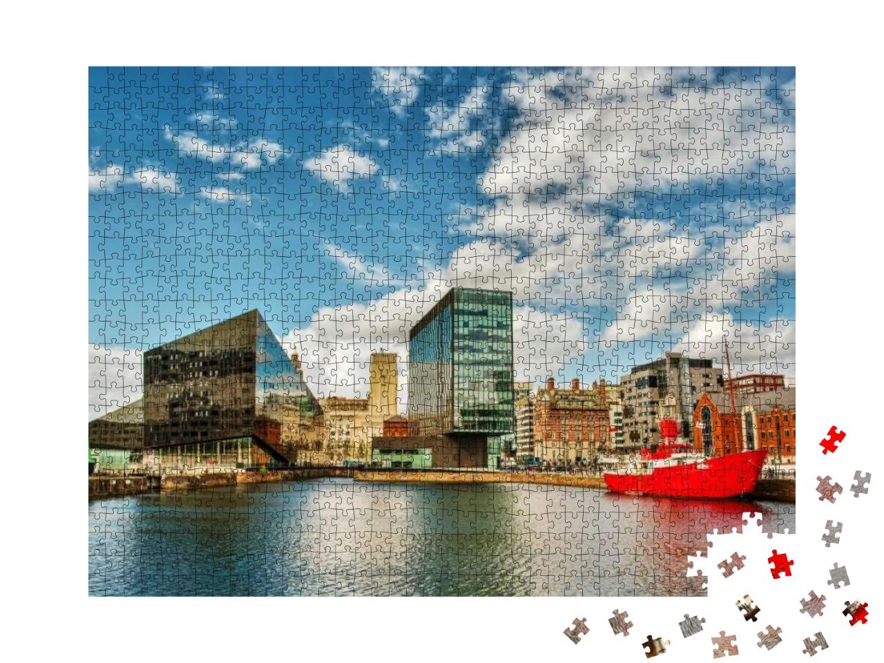 Buildings in Liverpool England Near the River Mersey, Hdr... Jigsaw Puzzle with 1000 pieces