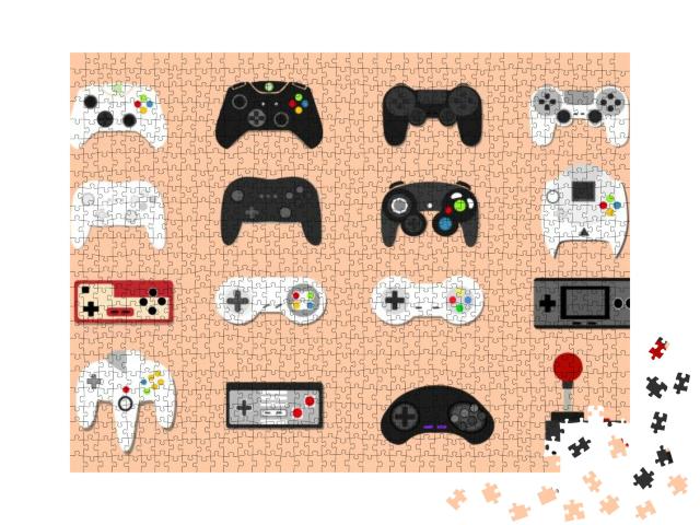 Illustration Icons Set Game Controllers Modern And... Jigsaw Puzzle with 1000 pieces