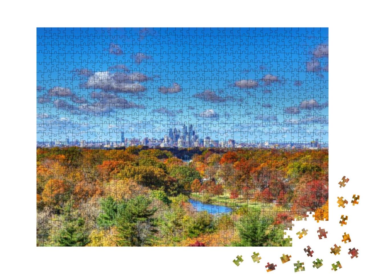 Center City Philadelphia Skyline with Fall Colors... Jigsaw Puzzle with 1000 pieces