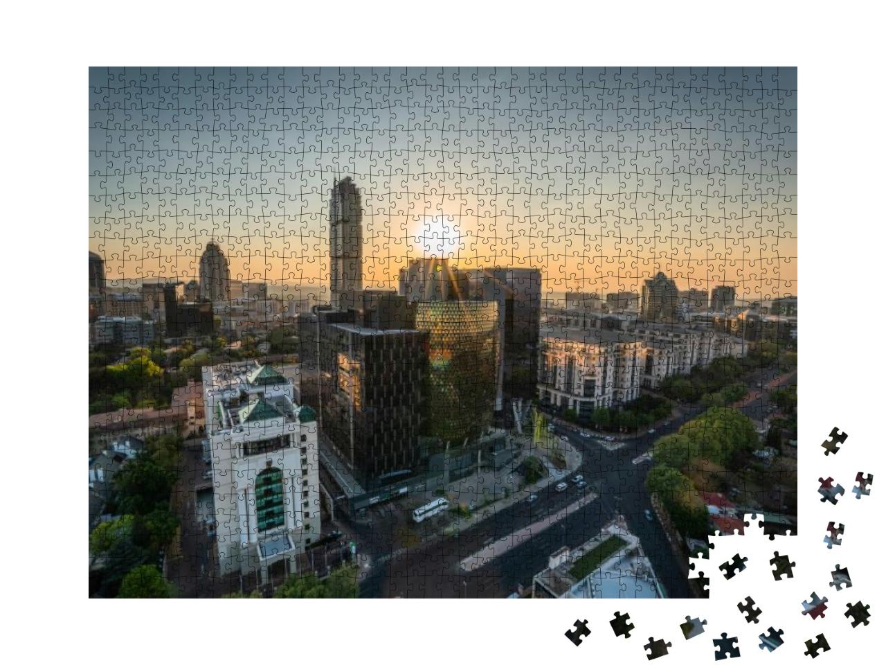Aerial Shot of Glass Modern Buildings in Sandton Johannes... Jigsaw Puzzle with 1000 pieces