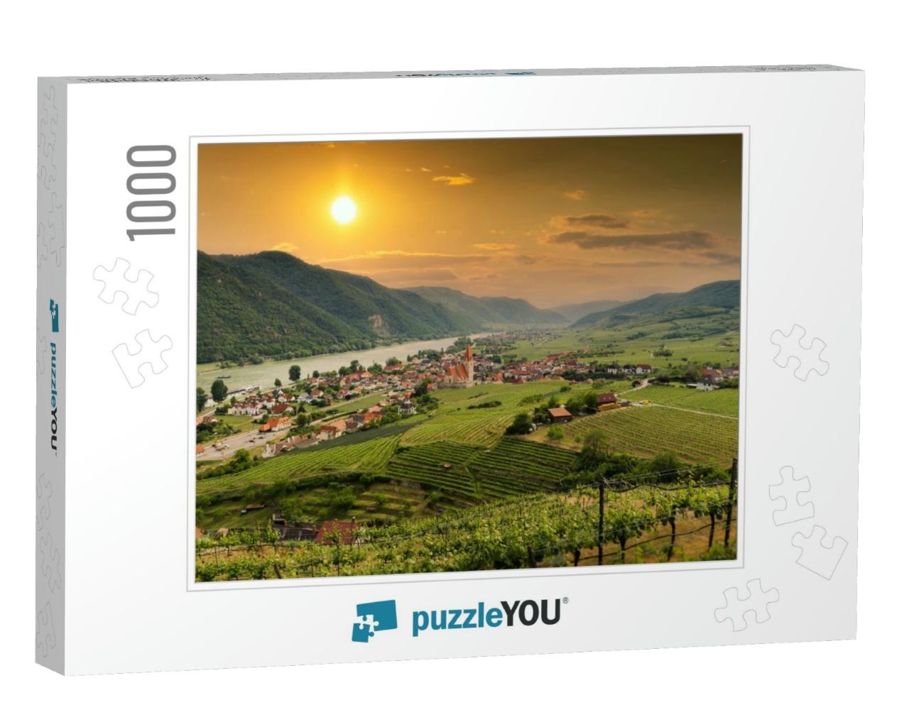 Scenic View to Wachau Valley with the River Danube & Town... Jigsaw Puzzle with 1000 pieces