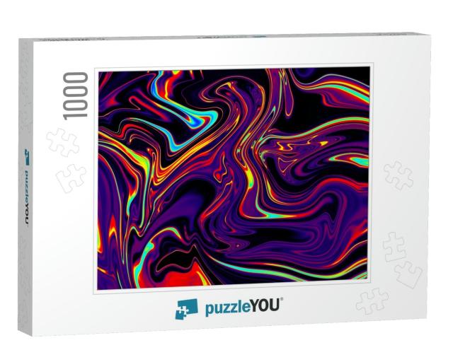 Iridescent Psychedelic Swirl Trippy Artwork Abstract Acry... Jigsaw Puzzle with 1000 pieces