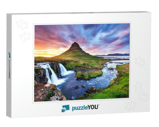 The Picturesque Sunset Over Landscapes & Waterfalls. Kirk... Jigsaw Puzzle