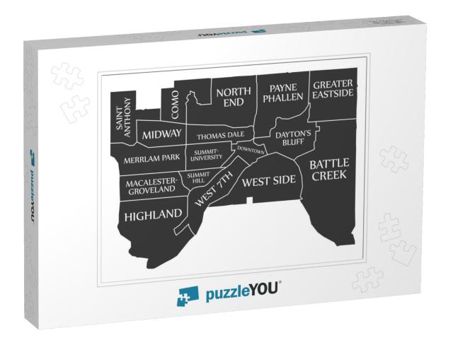 Saint Paul Minnesota City Map USA Labelled Black Illustrat... Jigsaw Puzzle