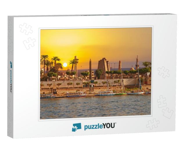 River Nile Luxor Egypt, Beautiful Yellow Sunny Background... Jigsaw Puzzle