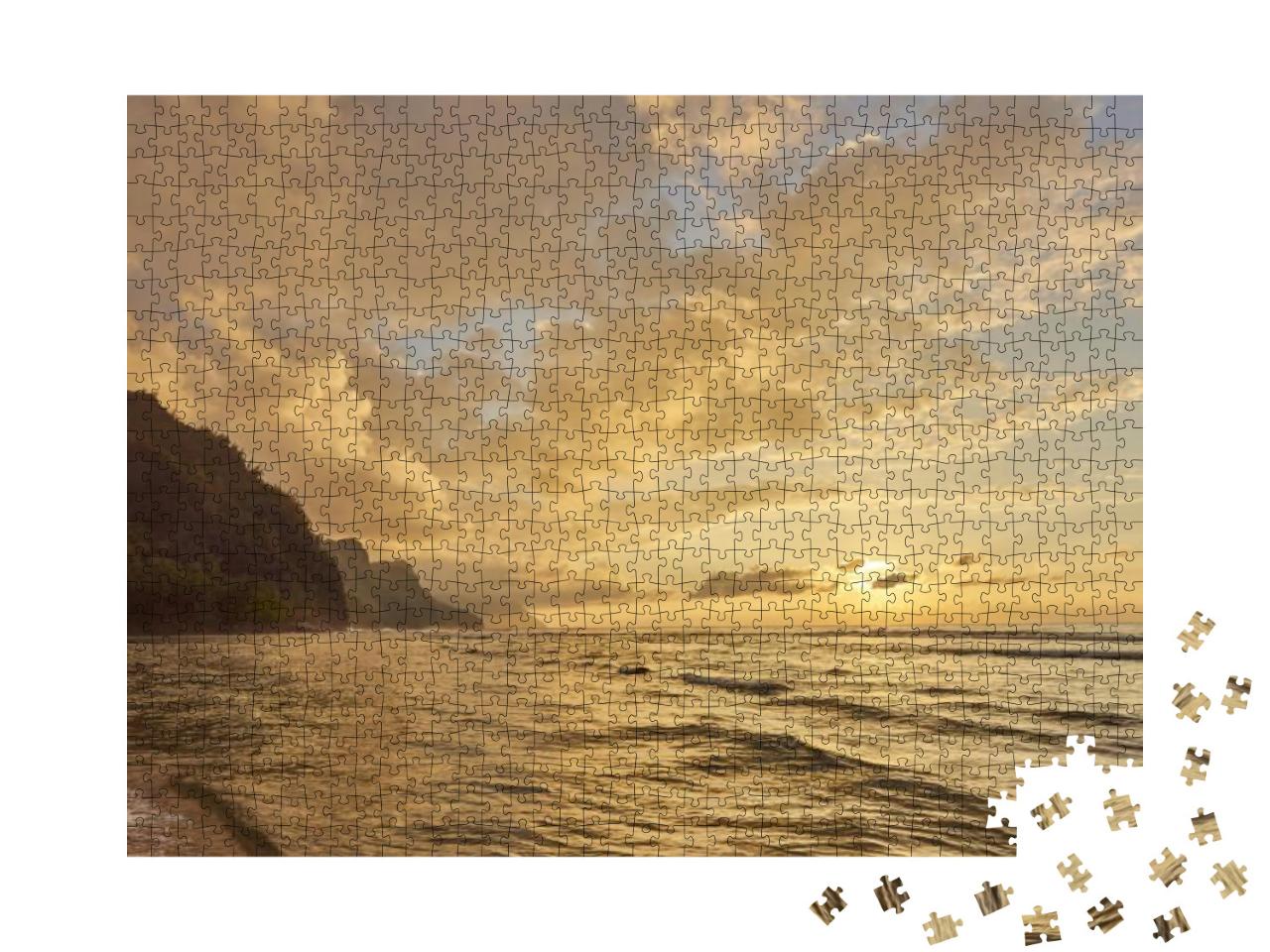 Sunset on Napali Coast, Kauai Island, Hawaii, Usa... Jigsaw Puzzle with 1000 pieces