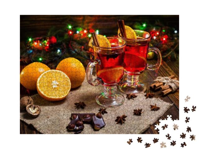 Two Glasses of Winter Warming Red Hot Drink Christmas Mul... Jigsaw Puzzle with 1000 pieces