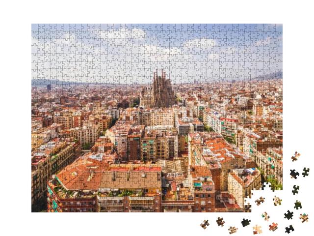 Sagrada Familia Cathedral & Barcelona Cityscape in Spain... Jigsaw Puzzle with 1000 pieces