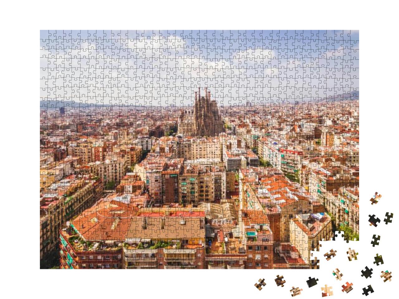 Sagrada Familia Cathedral & Barcelona Cityscape in Spain... Jigsaw Puzzle with 1000 pieces