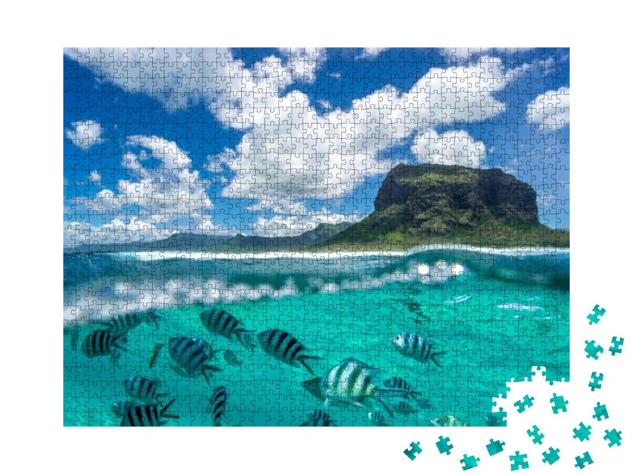 Image of a Beautiful Mountain & Clouds from the Ocean. O... Jigsaw Puzzle with 1000 pieces