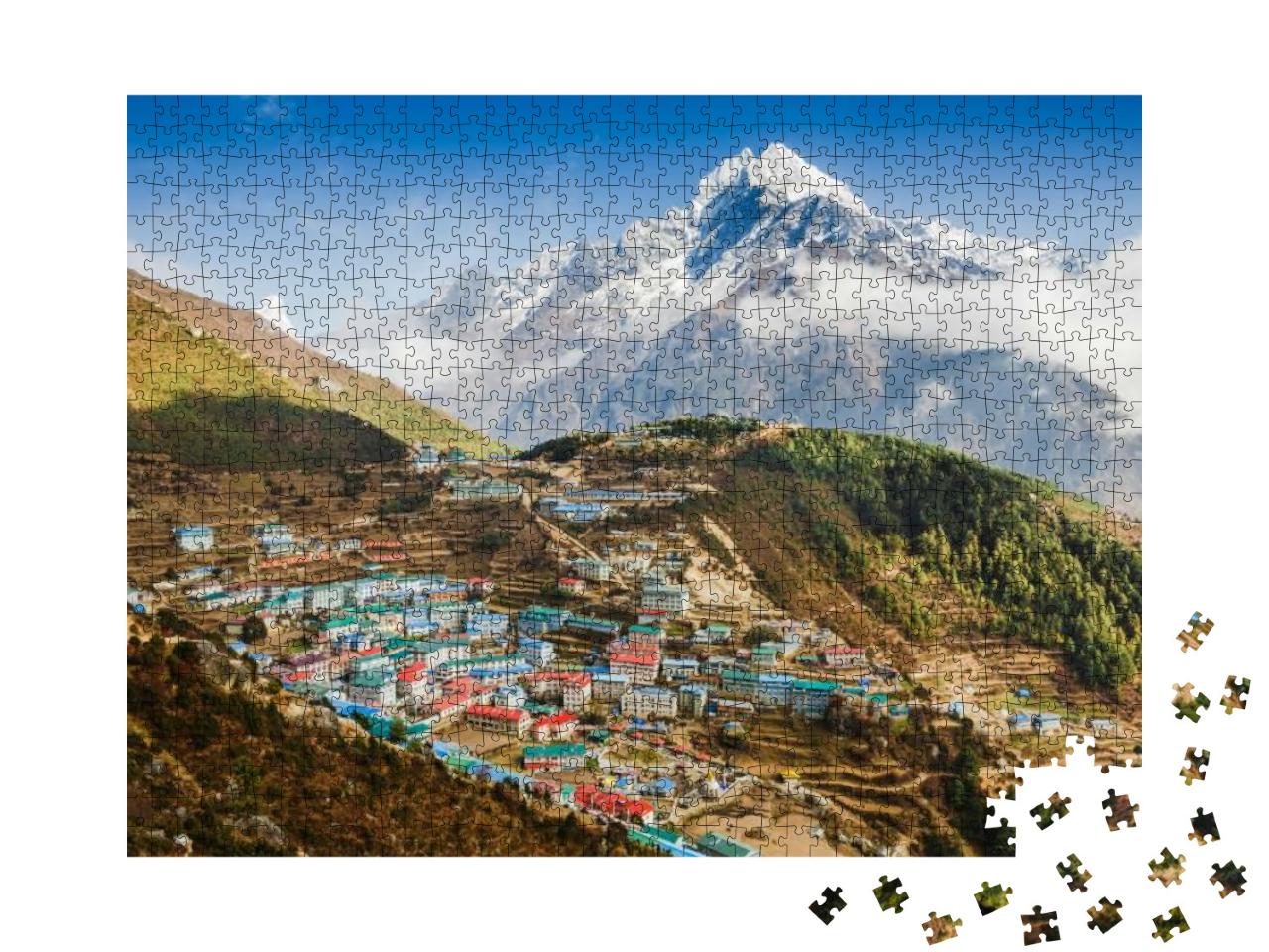 View on Namche Bazar, Khumbu District, Himalayas, Nepal... Jigsaw Puzzle with 1000 pieces