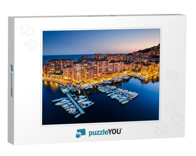 Night View on Fontvieille & Monaco Harbor... Jigsaw Puzzle