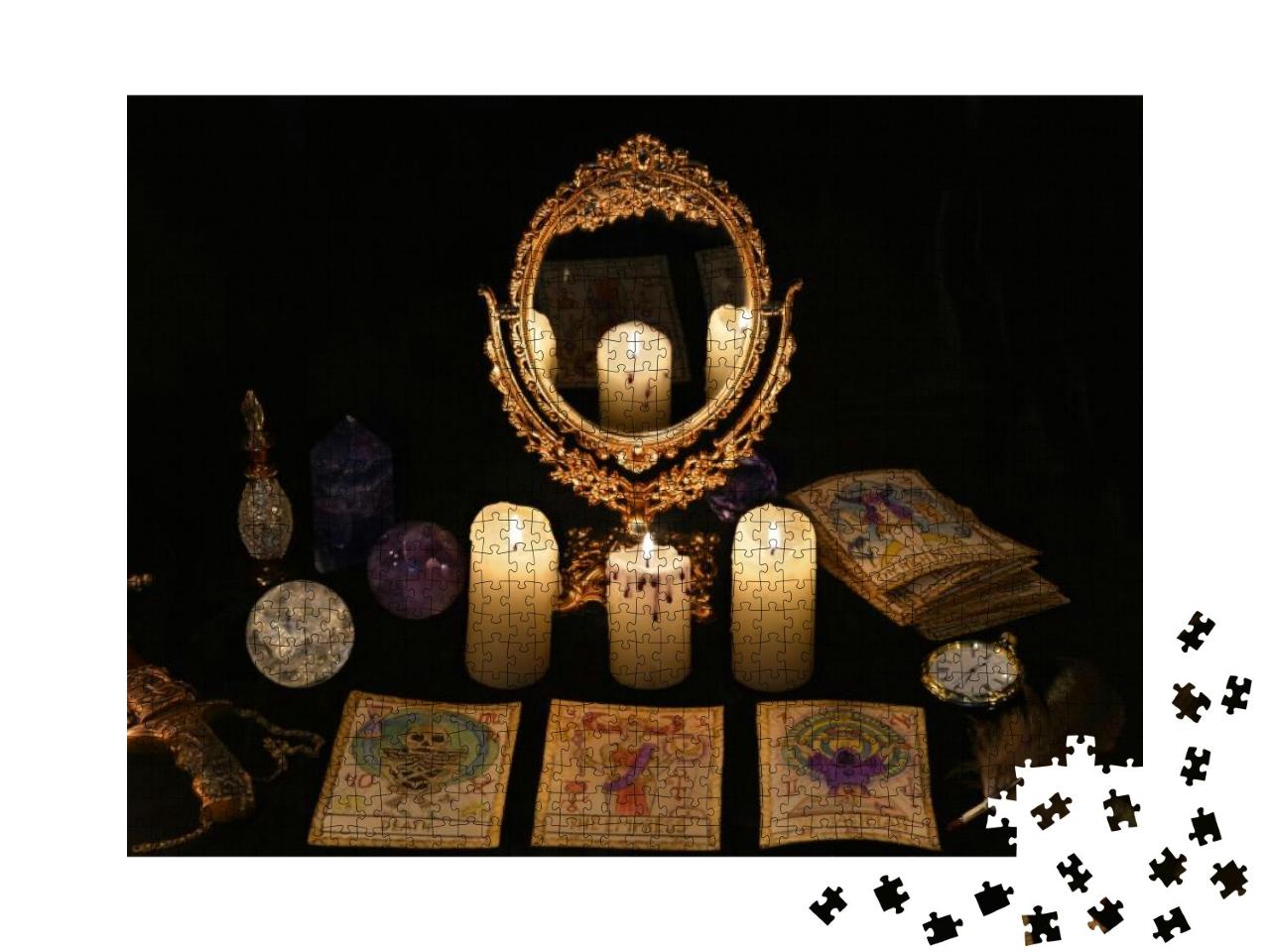 Fortune Telling Ritual with the Tarot Cards, Mirror... Jigsaw Puzzle with 1000 pieces