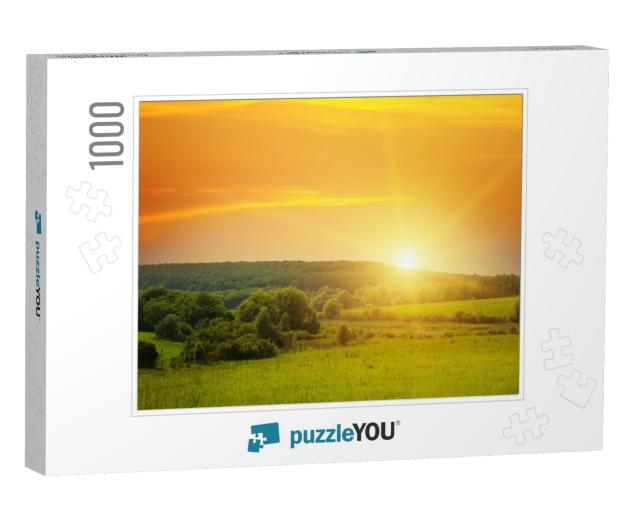 Field, Sunrise & Blue Sky... Jigsaw Puzzle with 1000 pieces