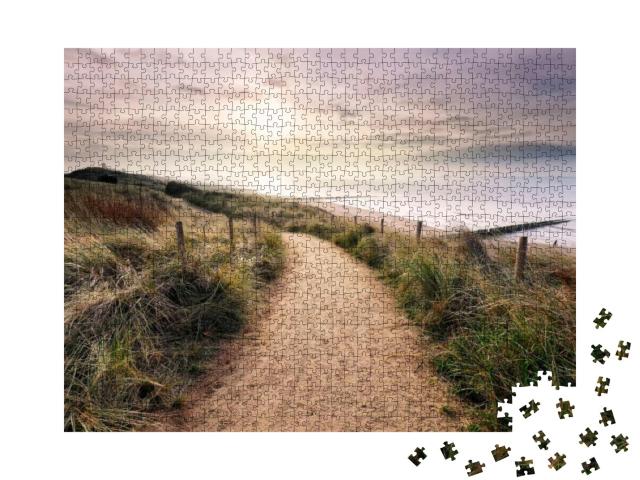 Path on Dune with View on North Sea Beach, Vlissingen... Jigsaw Puzzle with 1000 pieces