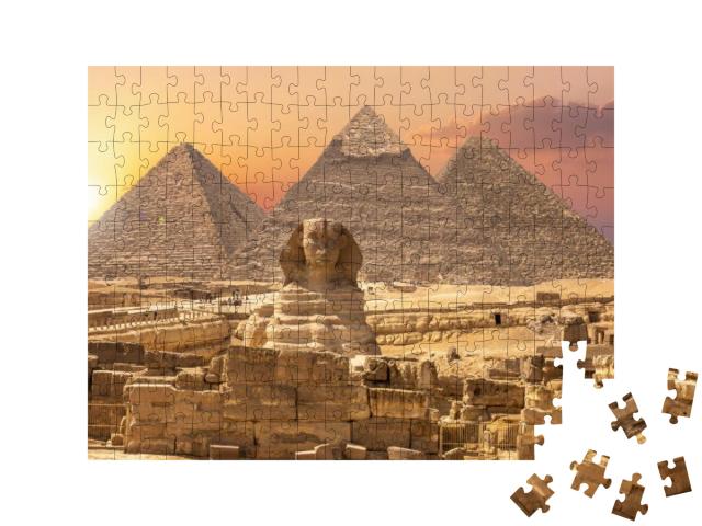 The Sphinx & the Piramids, Famous Wonder of the World, Gi... Jigsaw Puzzle with 200 pieces