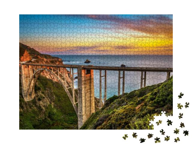 Bixby Bridge Rocky Creek Bridge & Pacific Coast Highway A... Jigsaw Puzzle with 1000 pieces