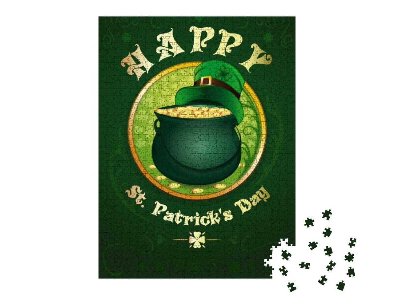 Happy St. Patrick's Day. Greeting Card. Green Pot... Jigsaw Puzzle with 1000 pieces